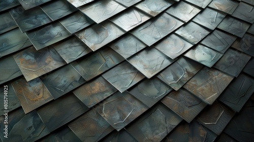 Roof tiles for home construction, a durable and aesthetically pleasing choice for shelter and protection. Ai Generated. photo