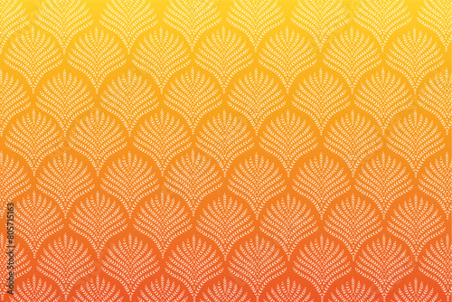 Luxury white palm leaf patten art on an orange gradient background  