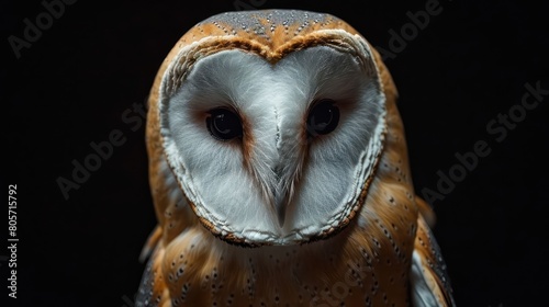 common barn owl ( Tyto albahead ) close up photo