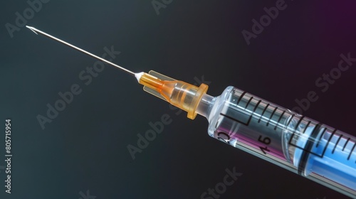 A close-up of a medical syringe with a vaccine, a symbol of health and progress. Ai Generated.