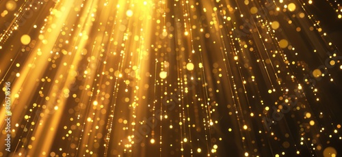 A vertical gold rain of light, shimmering against the dark background