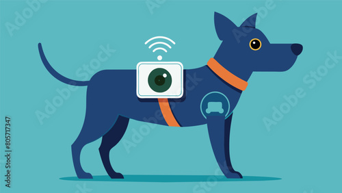 See the world through your pets eyes with a wearable camera that captures every sniff bark and tail wag.. Vector illustration