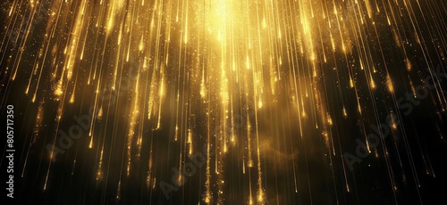A vertical gold rain of light, shimmering against the dark background