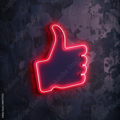 Likes neon style banner on dark background Thumb up emblem and lettering Social media, networking, rating Can be used for advertising, signboard, web design © BOMB8