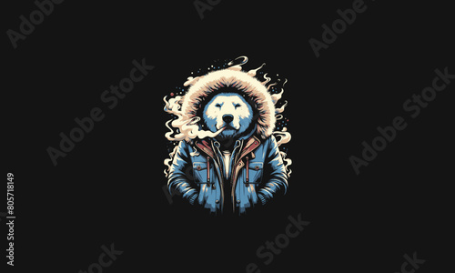polar wearing jacket snow vector illustration mascot design