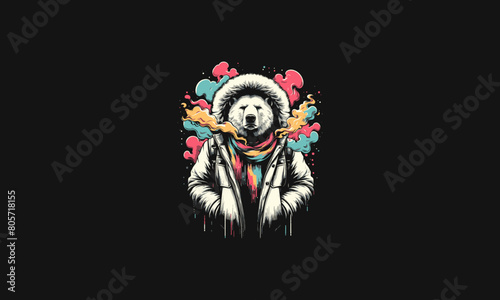 polar wearing jacket snow vector illustration mascot design