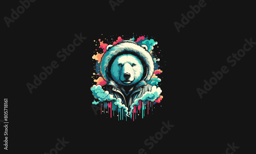polar wearing jacket snow vector illustration mascot design