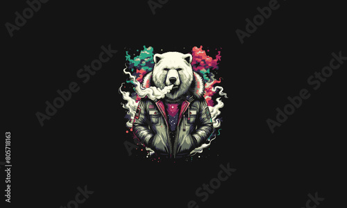 polar wearing jacket snow vector illustration mascot design