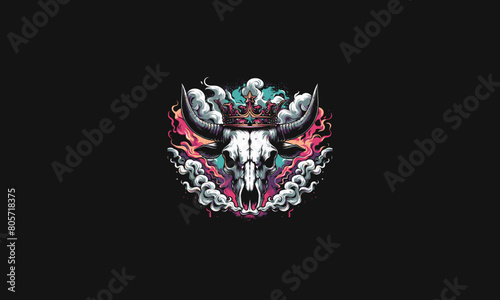 head cow bone with smoke vector artwork design