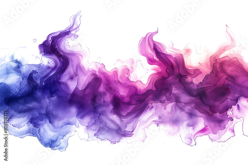 Purple and pink blended watercolor paint stain on transparent background.