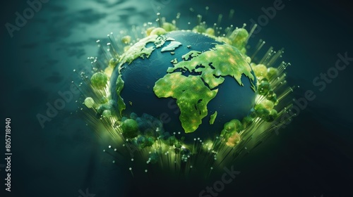 Digital globe showcasing global carbon credit markets  green investments worldwide  Ai Generated