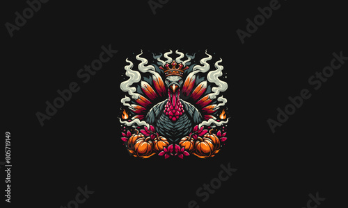 turkey with smoke vector illustration artwork design