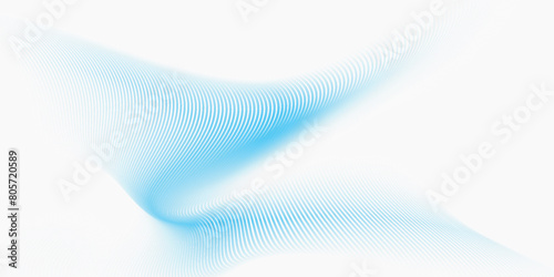 Blue color waves on white background. Vector illustration of transparent abstract design element
