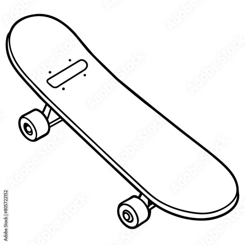 skateboard outline illustration digital coloring book page line art drawing