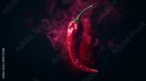 Smoke and flames of red chili pepper