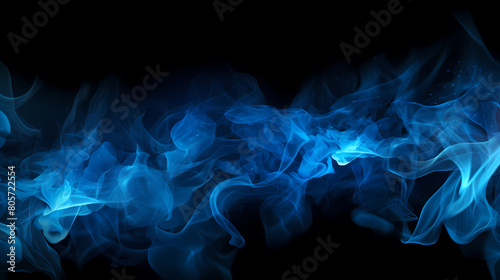 Blue smoke on black background