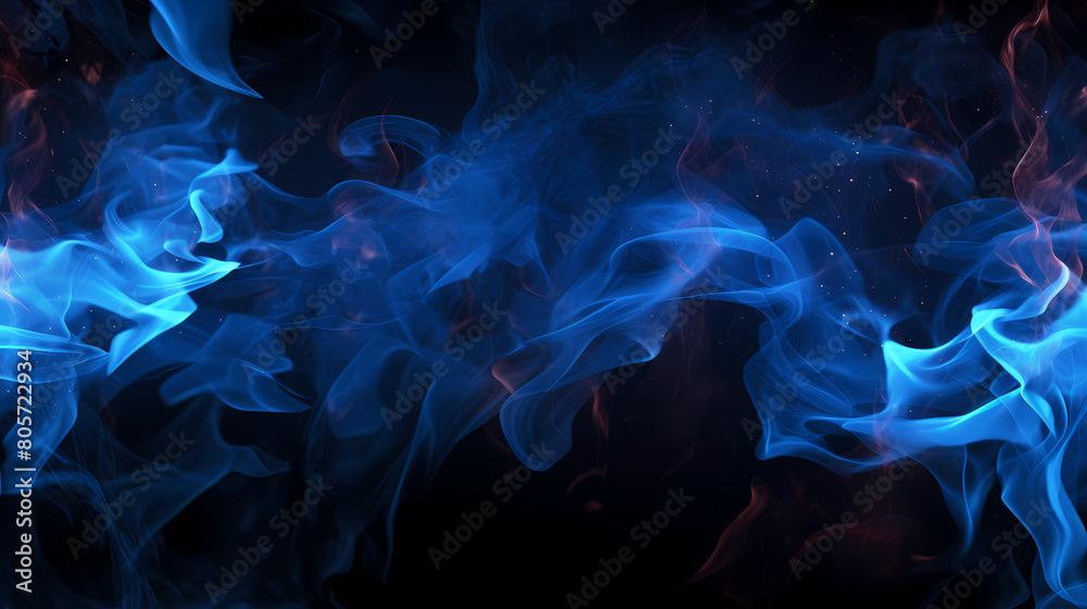 Blue smoke on black background