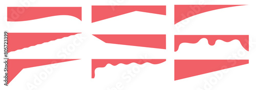 Set of abstract design separator header and border for website and app. Divider shapes top and bottom for web page. Different borders for website, banner, app, poster, white background .