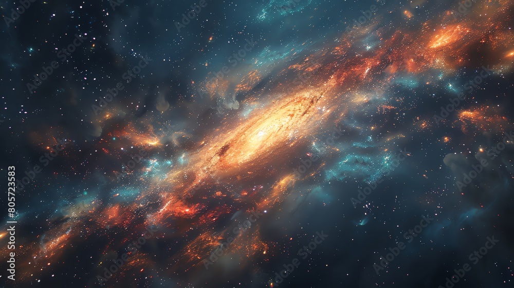 Fototapeta premium Capture a mesmerizing frontal view of redshift phenomenon through photorealistic digital rendering techniques, showcasing intricate details of cosmic motion