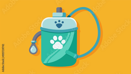 A pocketsized water pouch that can be easily stored in a purse or pocket for quick access to hydration for pets.. Vector illustration photo