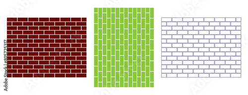 Brick wall icons trendy flat line art style vectors.