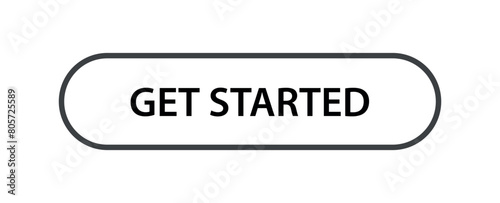 Stroke Black "Get Started" Button Vector