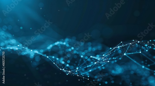 Abstract blue background, where a glowing network connection serves as a visual metaphor for the vast potential of technology-driven ideas photo