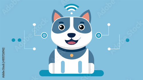 An AIpowered device that can recognize your pets facial expressions and adjust its interactions accordingly ensuring they feel understood and cared. Vector illustration