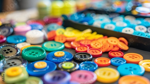 Assorted buttons of different colors and sizes arranged in a heart shape on a table, symbolizing the love and acceptance that arise from embracing diversity and inclusion in all aspects of life