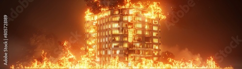 A building is on fire and the flames are very high