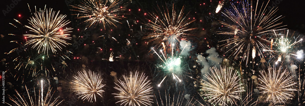 Banner Golden Firework celebrate anniversary independence day night time celebrate national holiday. Countdown 2024 party time event. Happy new year 2025 4th of july holiday festival with copy space Banner Golden Firework celebrate anniversary independence day night time celebrate national holiday. Countdown 2024 party time event. Happy new year 2025 4th of july holiday festival with copy space