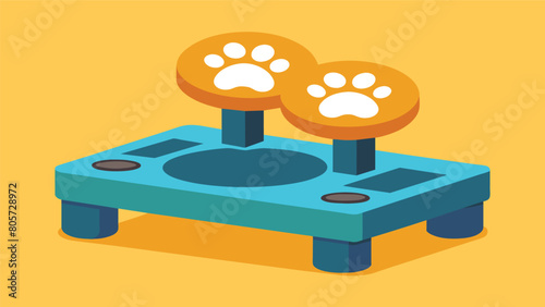 An adjustable height stepper with padded pawshaped foot pedals perfect for small dogs to join in on your step aerobics routine.. Vector illustration