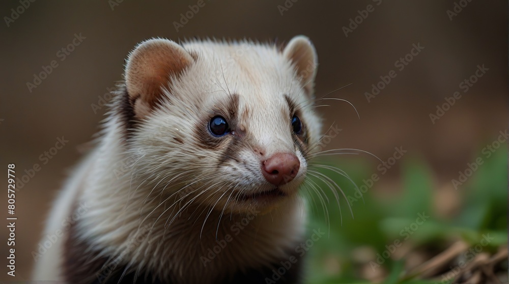 close up of a ferret
