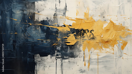 Abstract Art of Rough Charcoal Sketch Splatter Oil Painting on Old Paper Background
