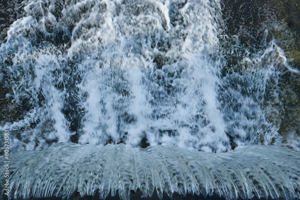 Water fall dam landscape high angle or top down view