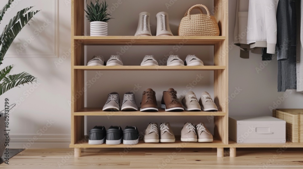 wooden shoe cupboard