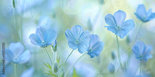 "Serenity in Bloom: Delicate Blue Flowers" / "Floral Whisper: The Soft Touch of Blue Petals"
