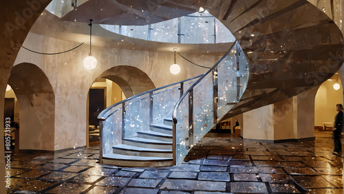 grand art deco spiral staircase
