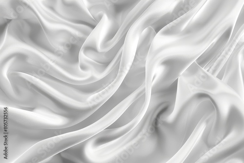 Abstract White Satin Silky Cloth for background, Fabric Textile Drape with Crease Wavy Folds.with soft waves,waving in the wind - generative ai