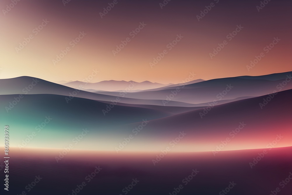 A beautiful mountain landscape with a purple sky