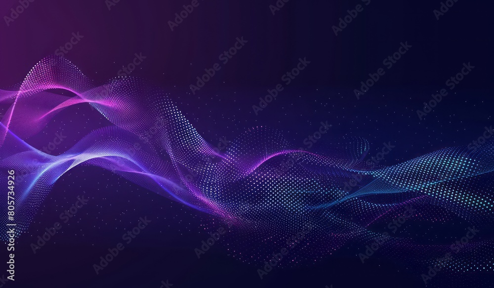 Abstract blue wave background with dots and lines in gradient colors ...