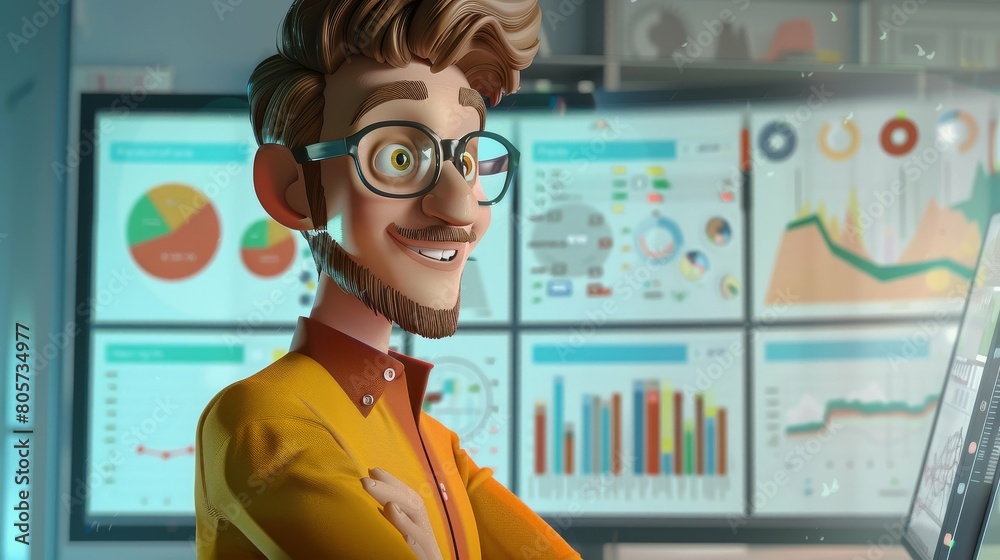 Data whiz analyzing trends with a confident smile Data whiz analyzing trends with a confident smile