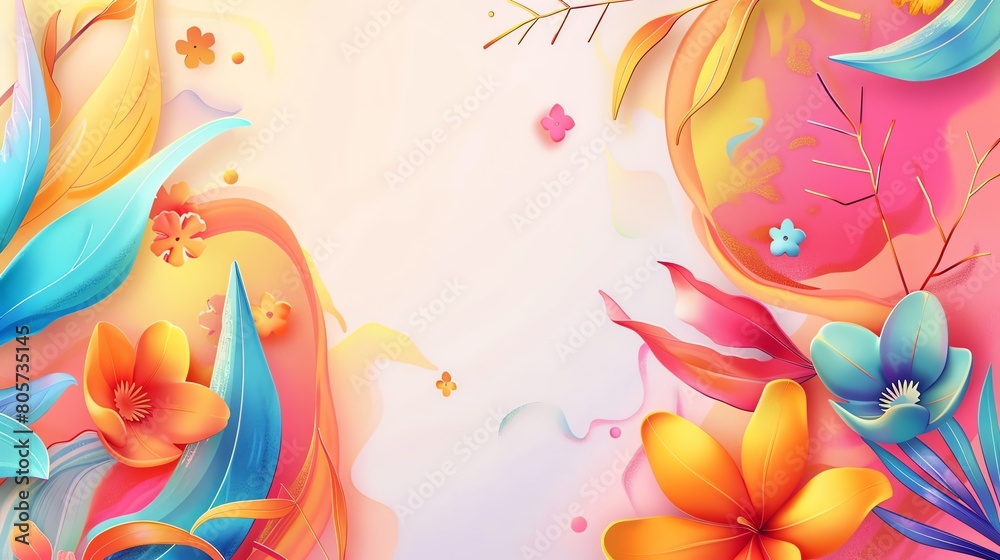 Colorful summer abstract background with paper cutout shapes