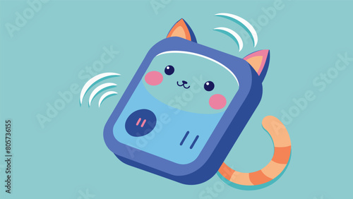 A handheld device that simulates the calming sound and sensation of a purring cat.. Vector illustration