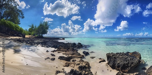 The stunning Pointe d'Esny Beach on the South East Coast of Mauritius.