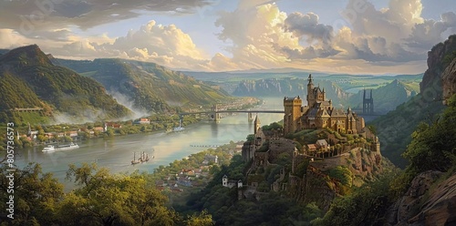 View of the Katz castle overlooking the Rhine River above the city of St. Goarshausen​. 