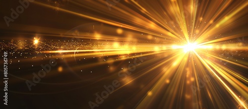 Abstract golden light rays shining on a deep black canvas, showcasing captivating light effects, glowing lines, and a touch of lens flare to elevate your visuals