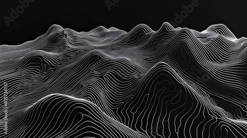 Geodesy contouring land. Topographical line map. Geographic mountain contours background photo