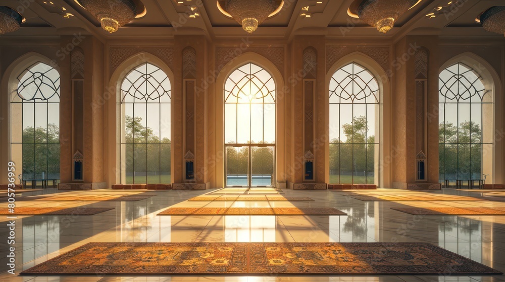 Obraz premium golden glossy luxury design of mosque or prayer