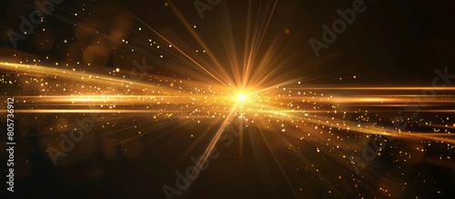 Abstract golden light rays against a striking black backdrop, featuring captivating light effects, glowing lines, and subtle lens flare for added flair photo